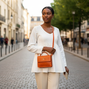 Sacoche Marigold en Cuir Véritable orange