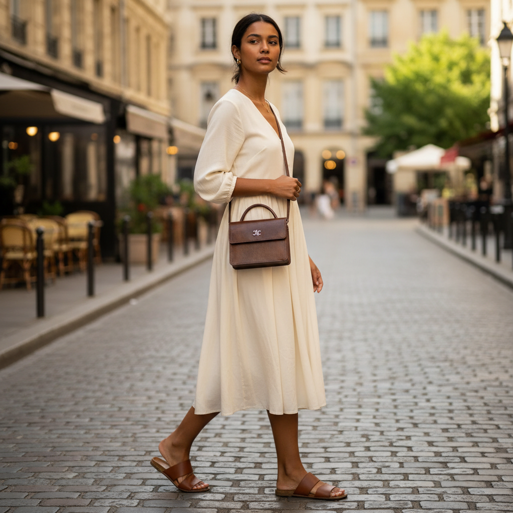 Sacoche Marigold en cuir véritable marron