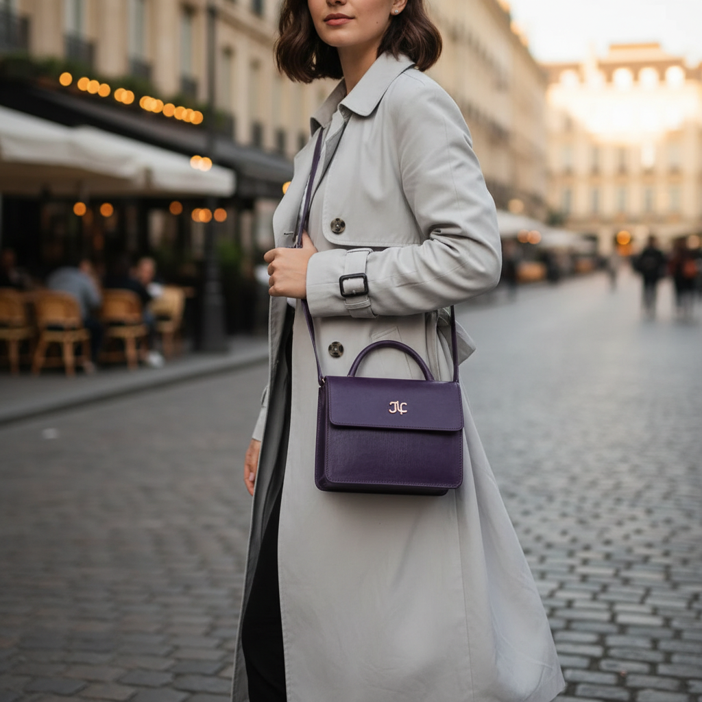 Sacoche Marigold en Cuir Véritable mauve