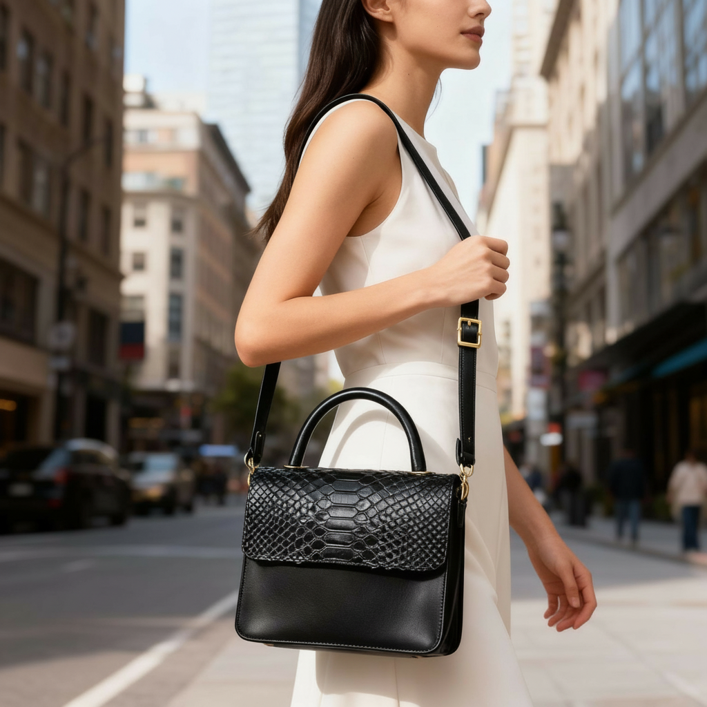 Sac à main femme cuir Serpent noir JC (Copie)