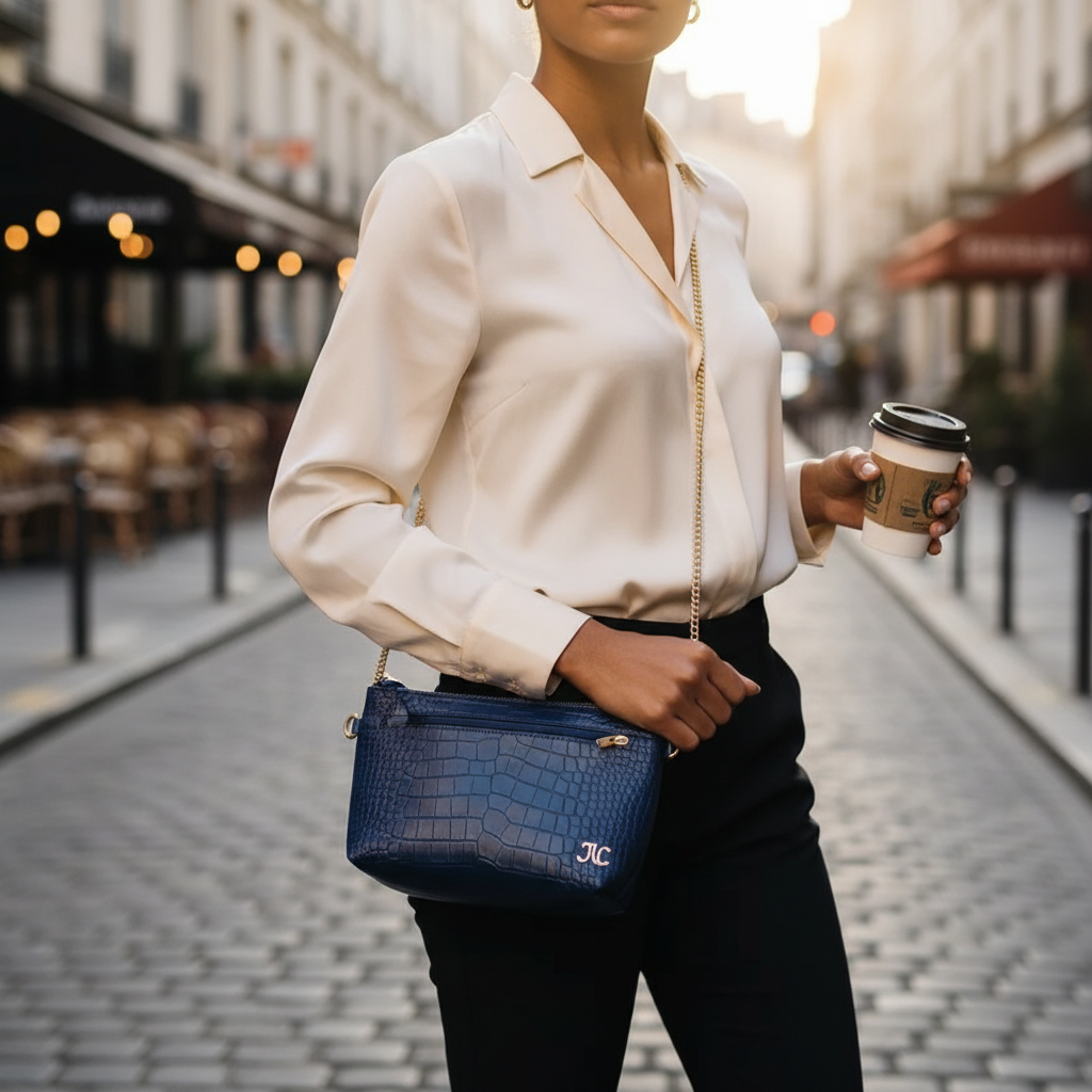 Pochette cuir femme bandoulière amovible effet