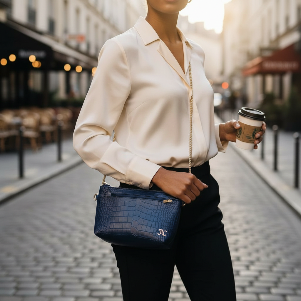 Pochette cuir femme bandoulière amovible effet