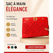 Sac à main femme élégant en cuir synthétique rouge, chic et spacieux