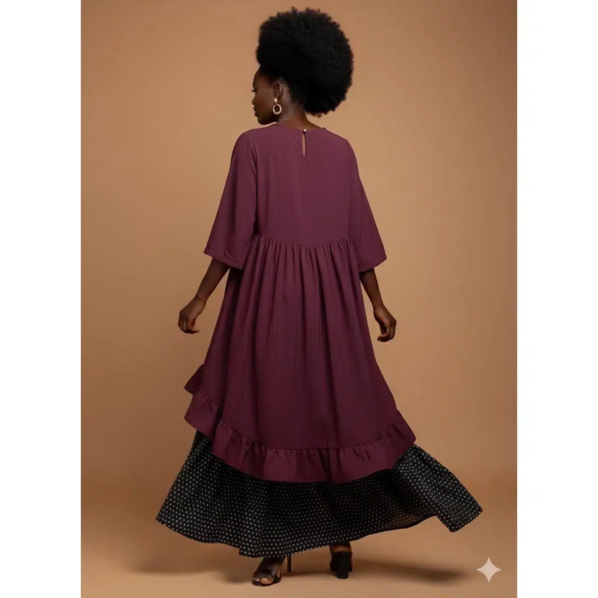 Doud robe en cotton ET haut rouge Bordeaux en chiffon de crêpe