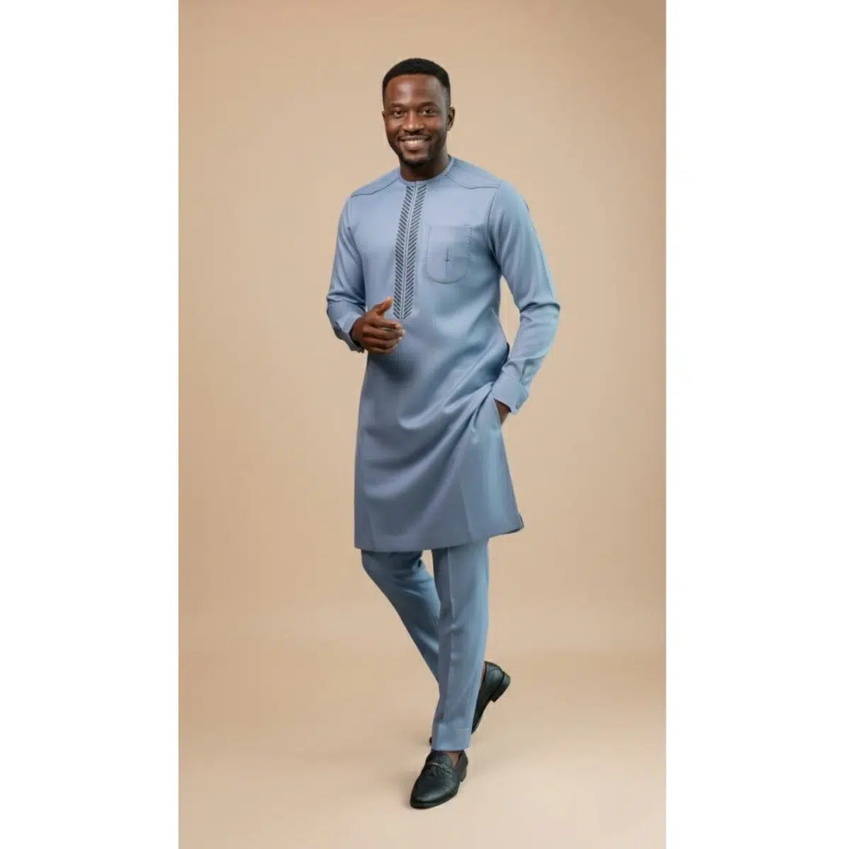 Ensemble homme élégant bleu ciel – Tenue traditionnelle et costume cérémonie