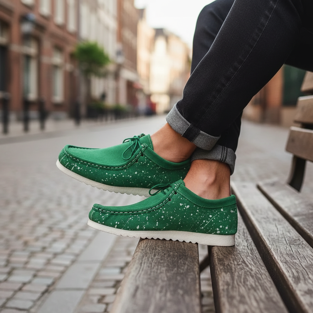 Chaussures homme style WANNABE en vert fait main