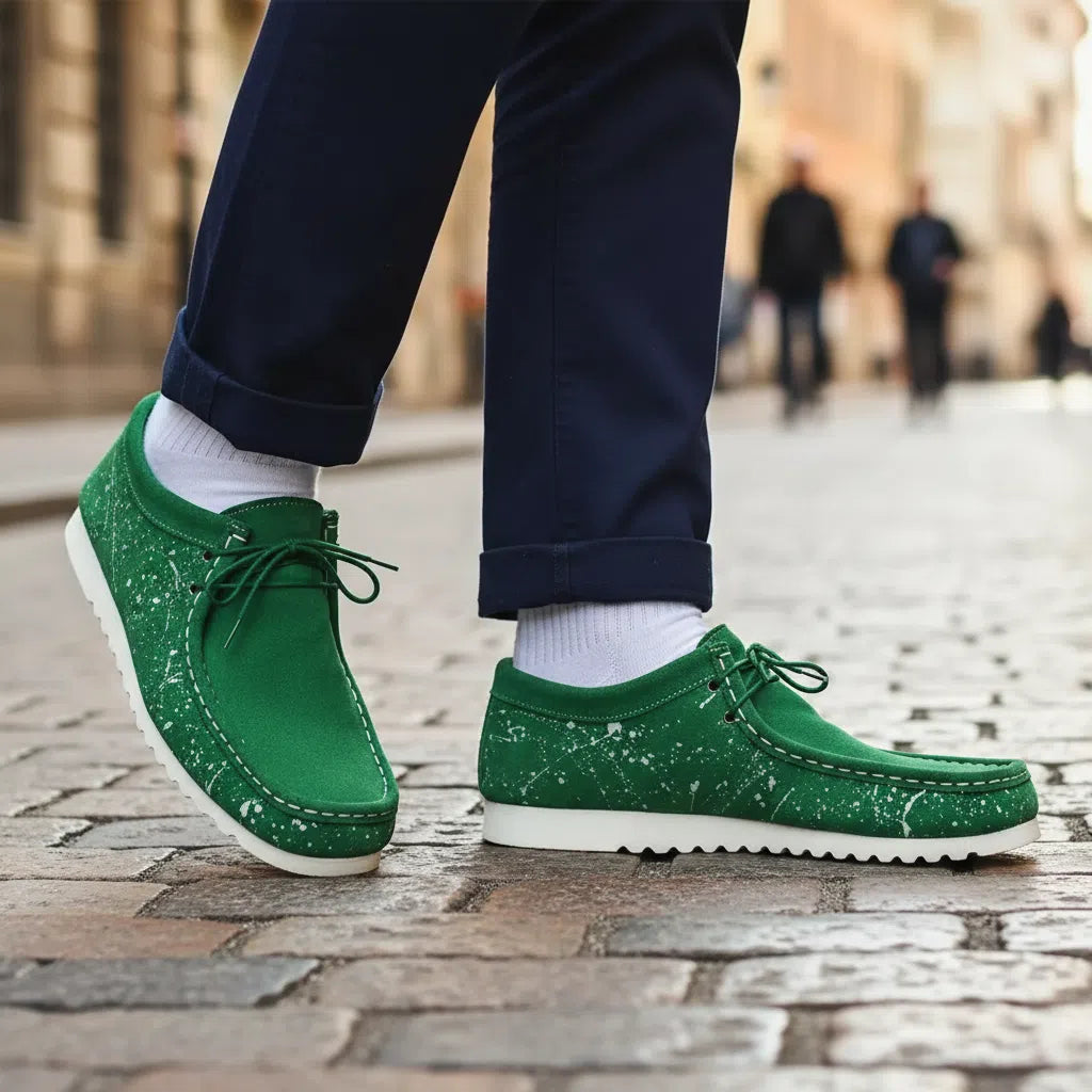 Chaussures homme style WANNABE en vert fait main