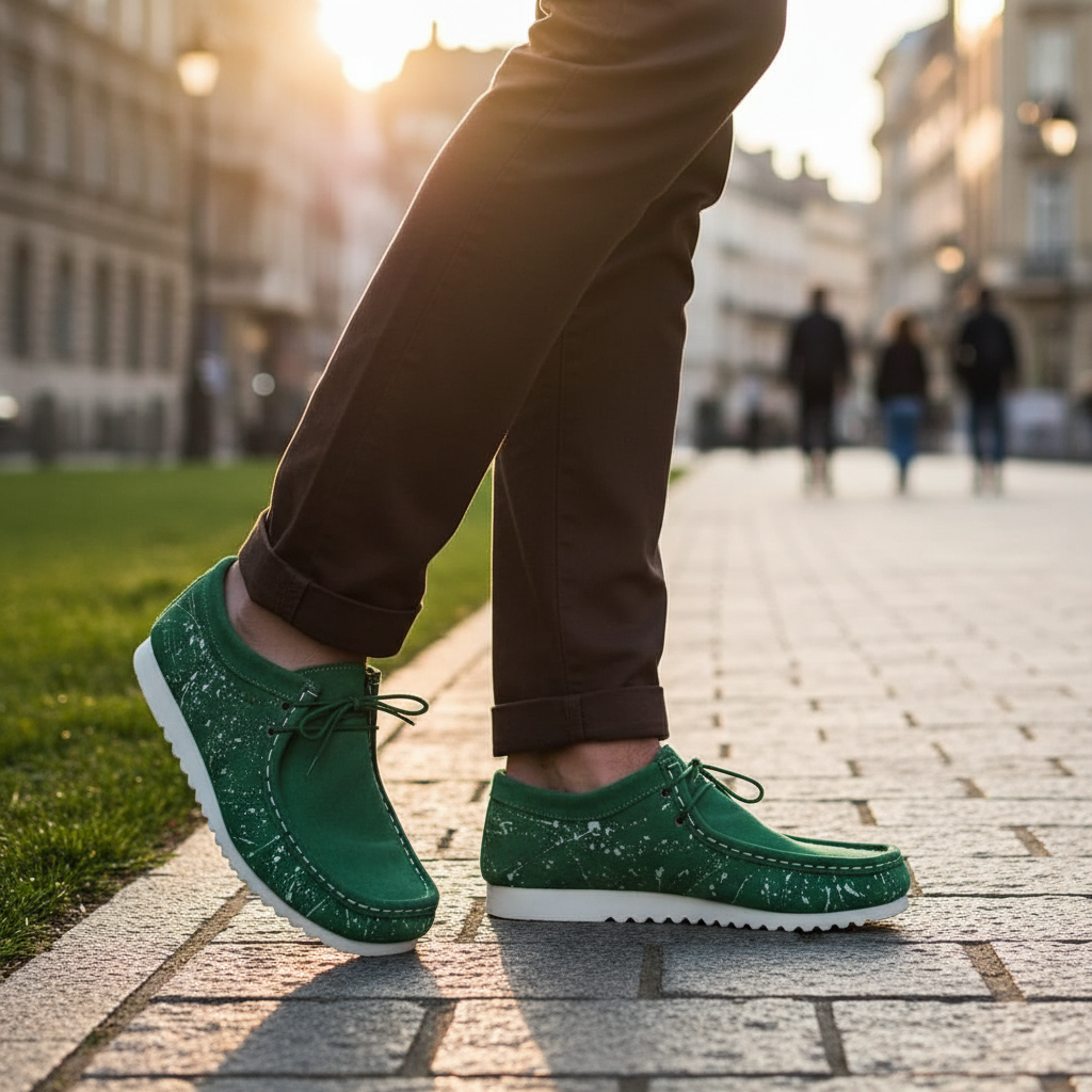Chaussures homme style WANNABE en vert fait main