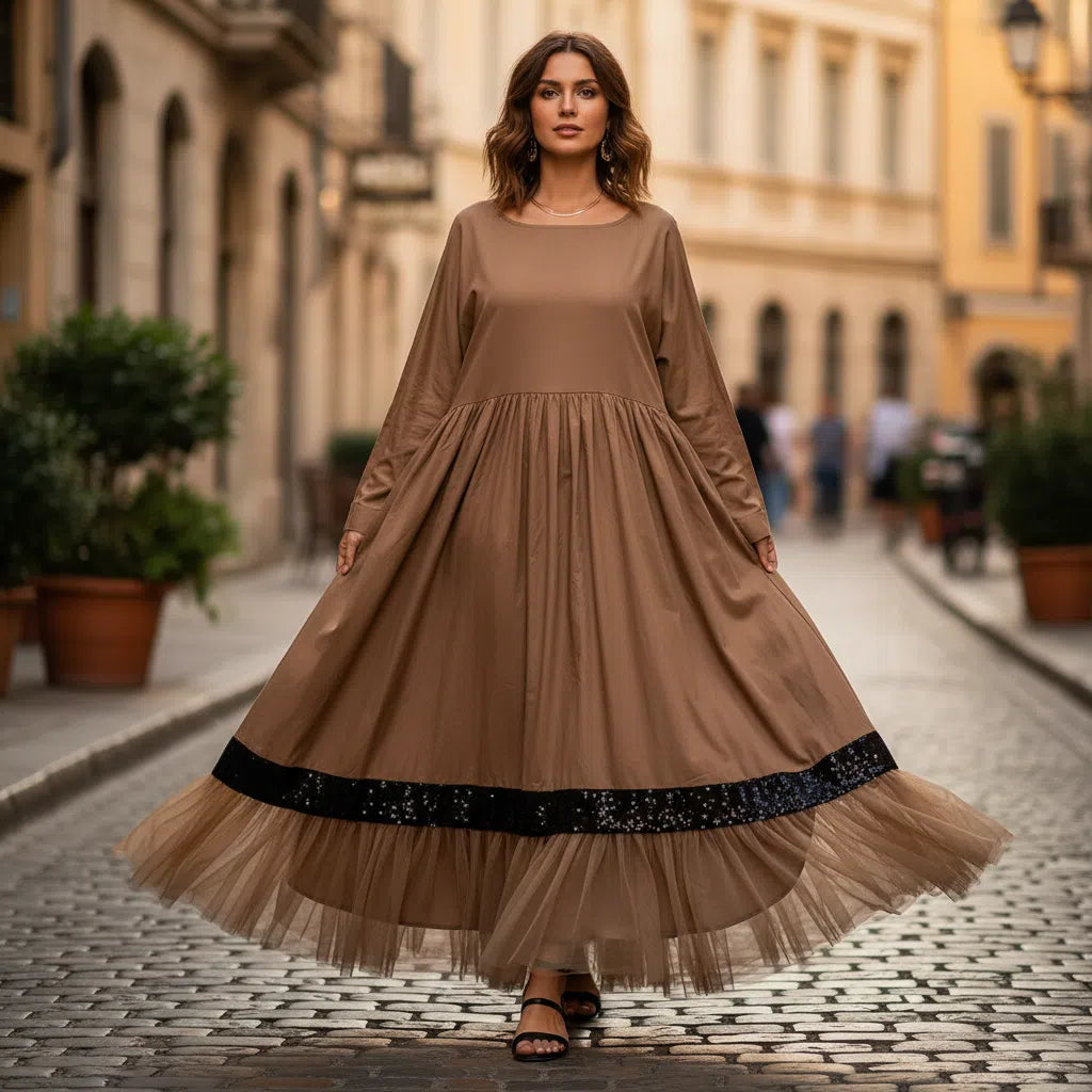 Robe Évasée Bohème Chic Lin Coton - Élégance Décontractée