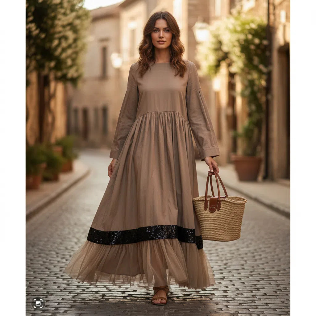 Robe Évasée Bohème Chic Lin Coton - Élégance Décontractée