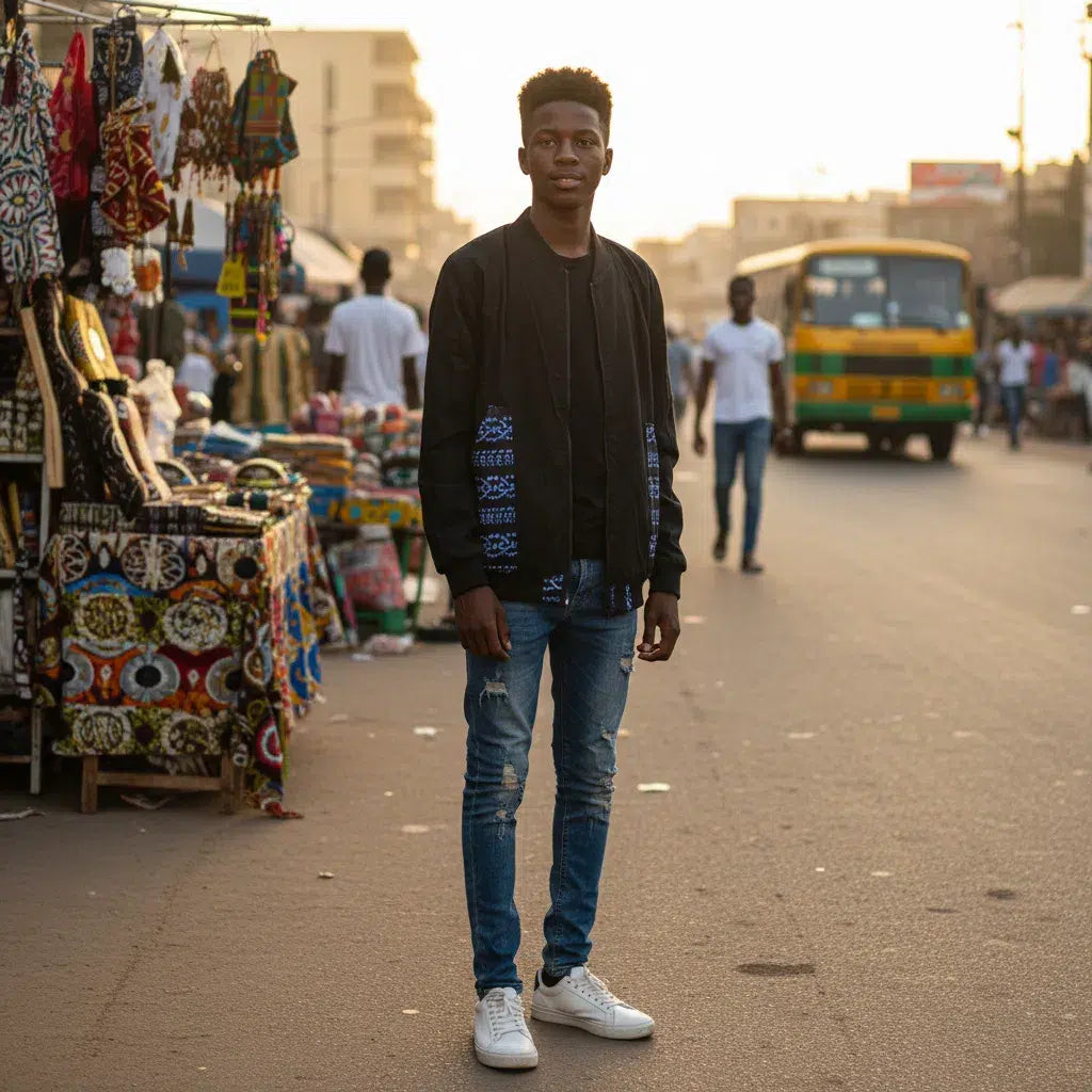 JACKET RÉVERSIBLE BOY DAKAR EN TISSU WAX IMPRIMÉ UNISEXE