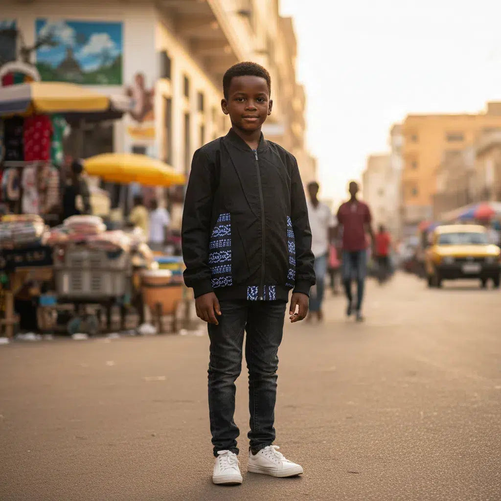 JACKET RÉVERSIBLE BOY DAKAR EN TISSU WAX IMPRIMÉ UNISEXE