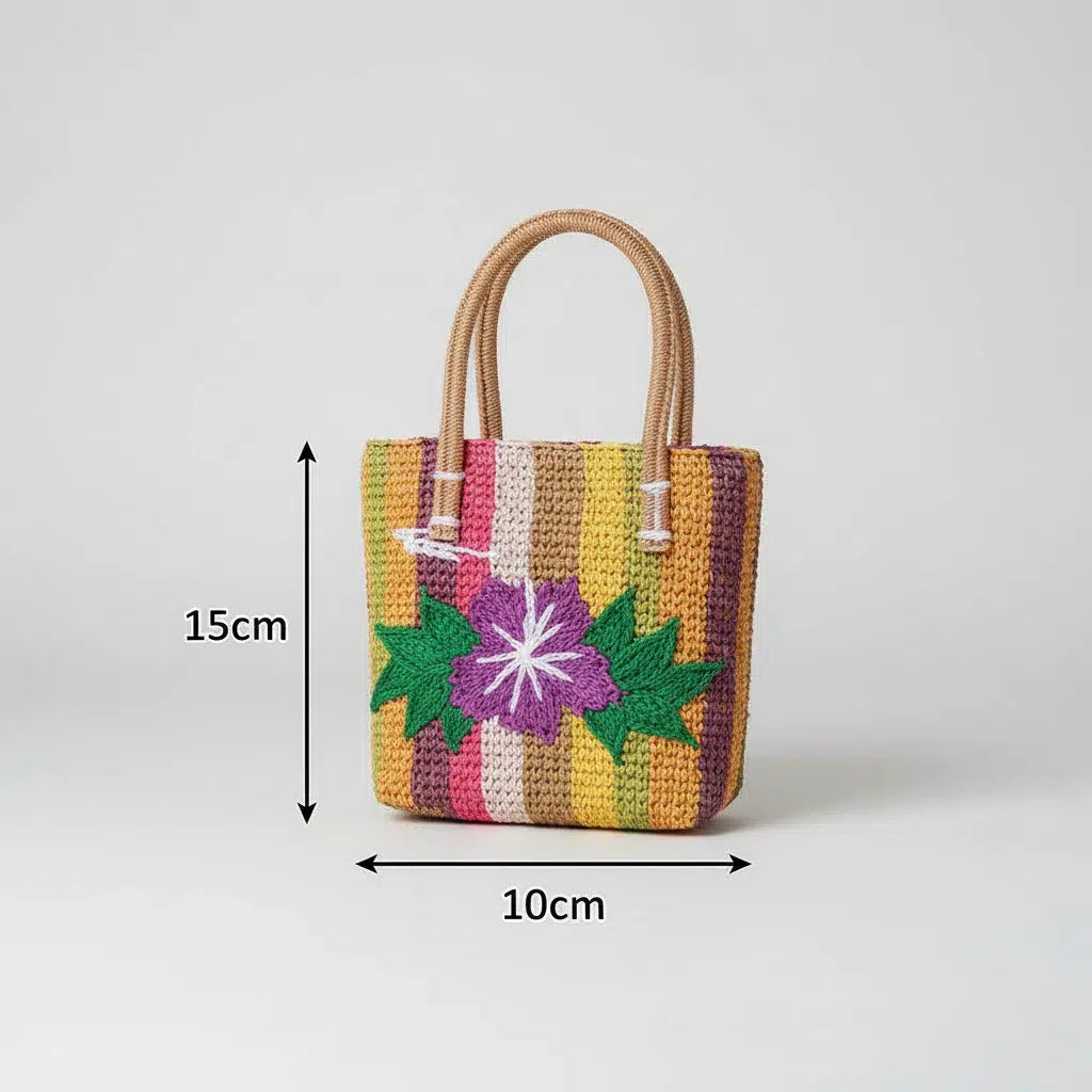 Mini sac panier fillette raphia tressé en jaune