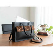Sac à main cuir femme noir Amina vachette (30x40)