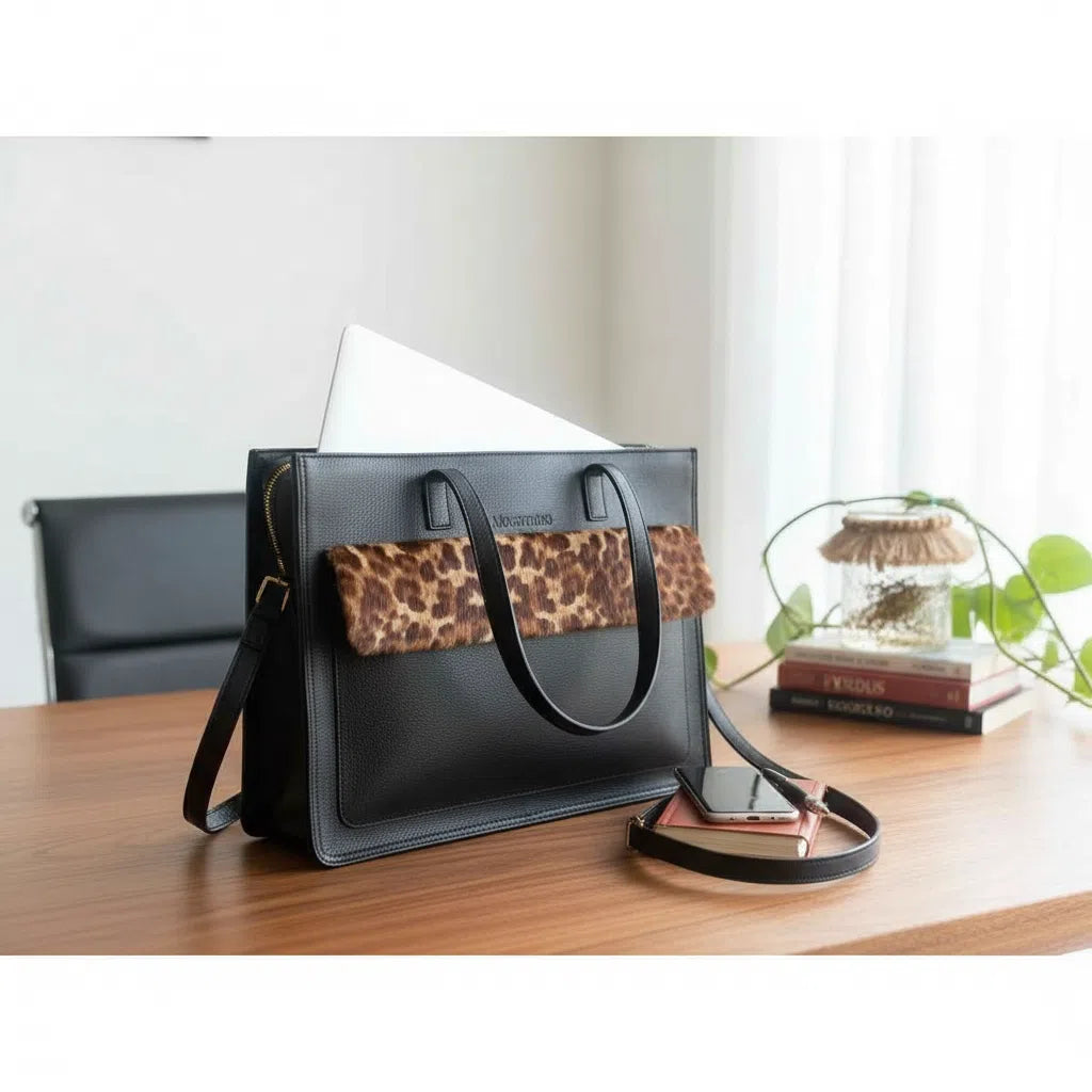 Sac à main cuir femme noir Amina vachette (30x40)