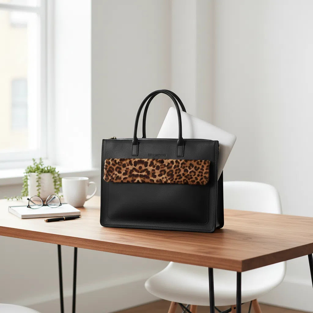 Sac à main cuir femme noir Amina vachette (30x40)