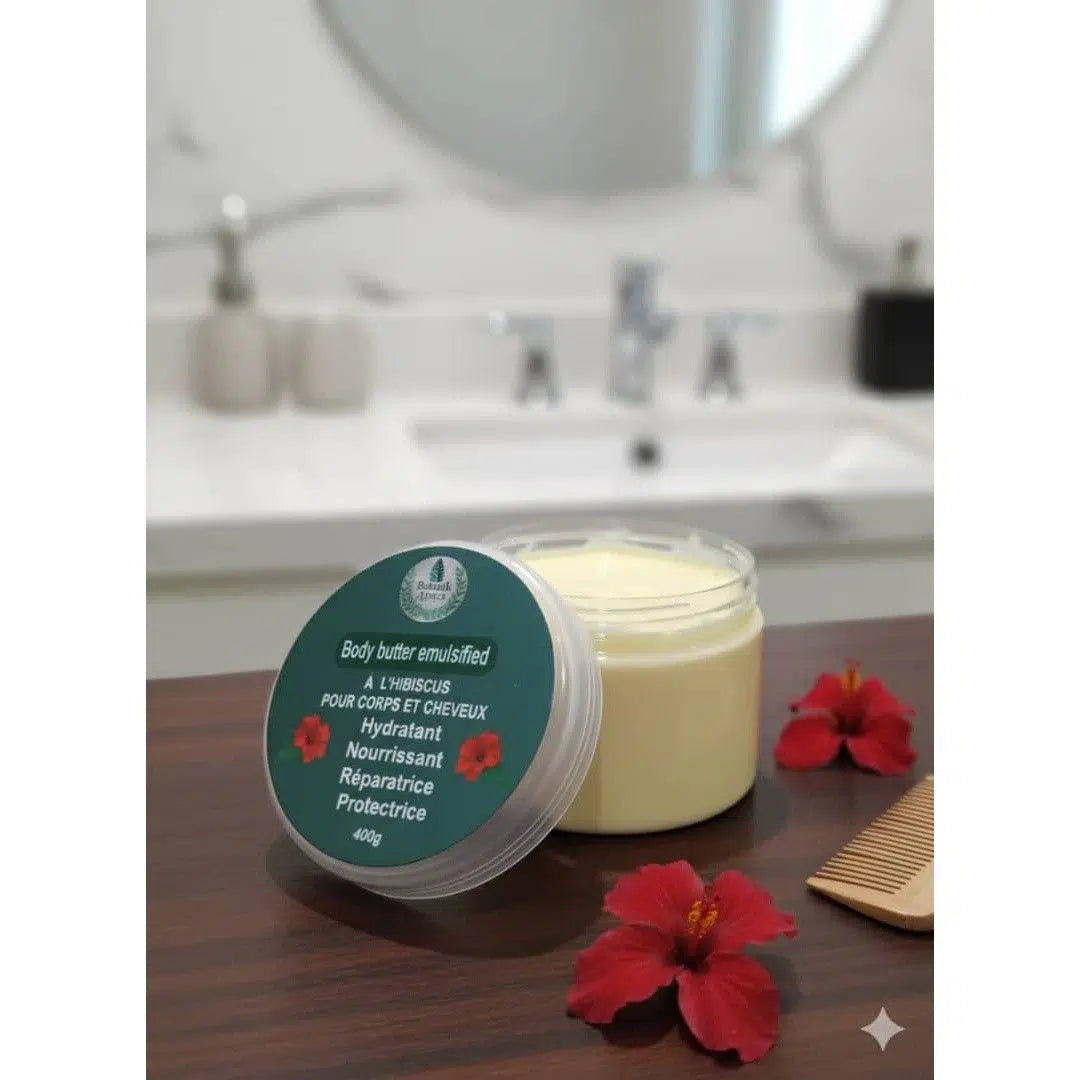 Crème capillaire naturelle hibiscus et karité – Soin nourrissant cheveux secs