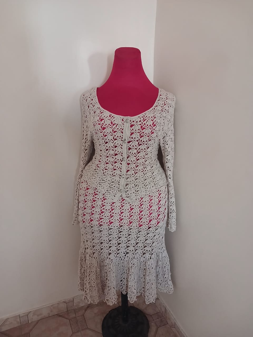 Ensemble jupe et chemisier femme bohème chic crochet coton lin fait main