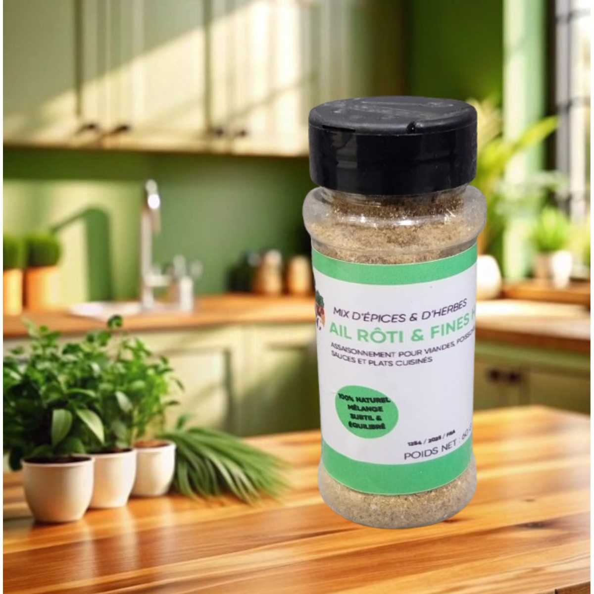 Assaisonnement ail rôti et fines herbes 60g – Mélange d'épices naturel gourmet