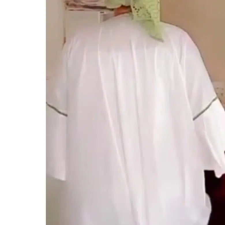 Demi boubou femme blanc vert ample en coton