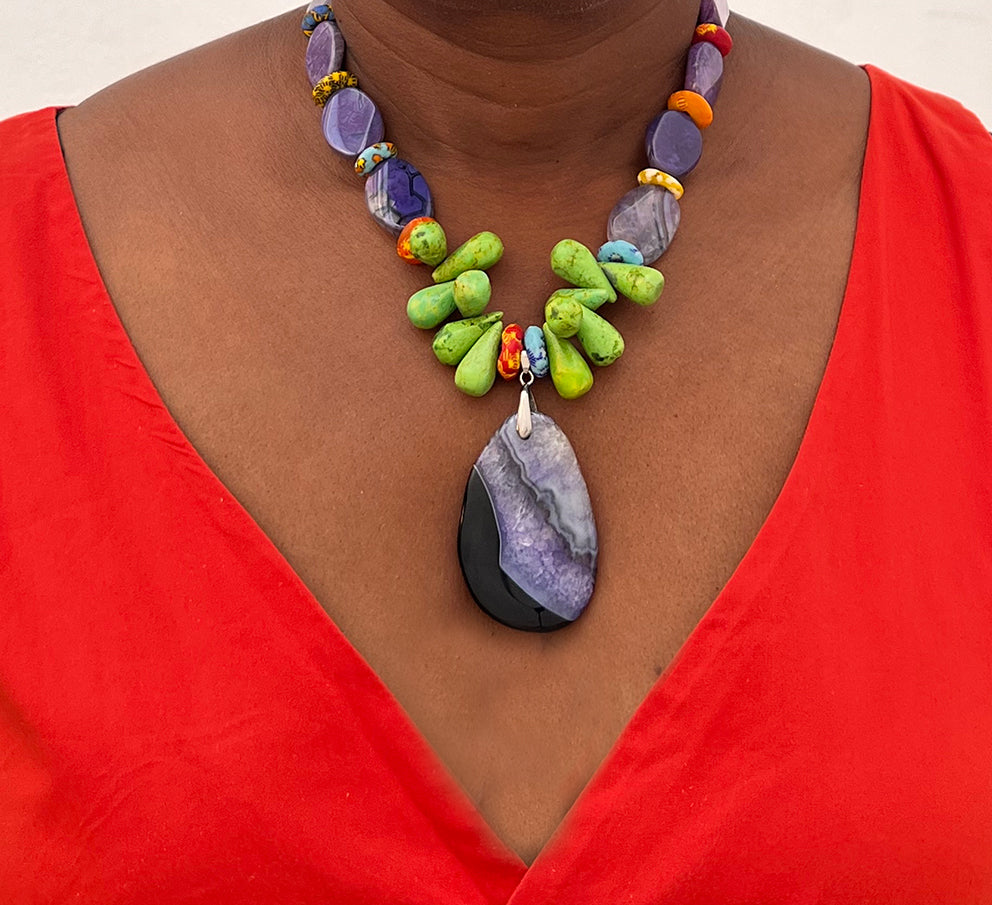 Ensemble Collier artisanal et boucles d'oreilles femme