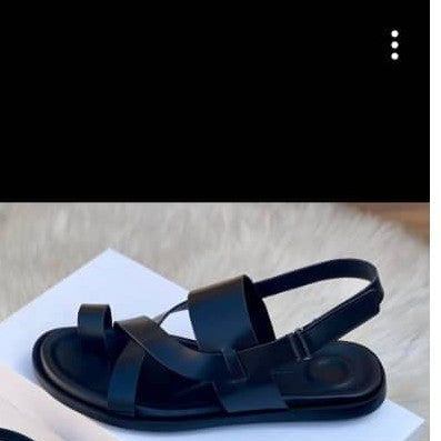 Sandales Homme Cuir Noir Élégant - Confort Intemporel