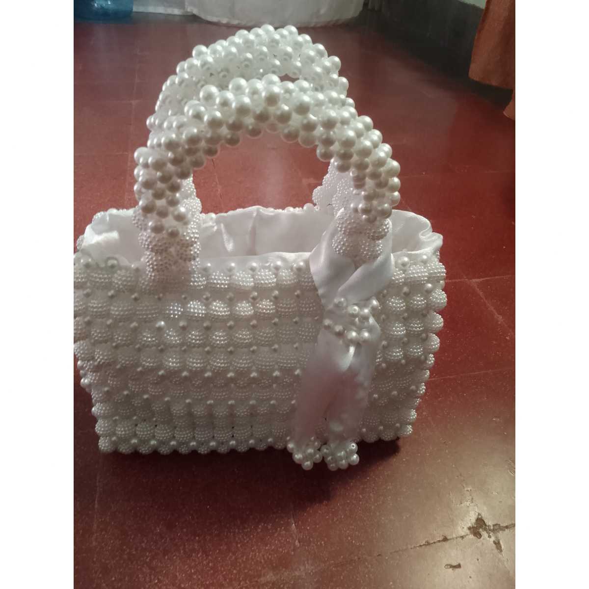 Sac en perle blanc élégant, sac à main soirée mariage femme chic