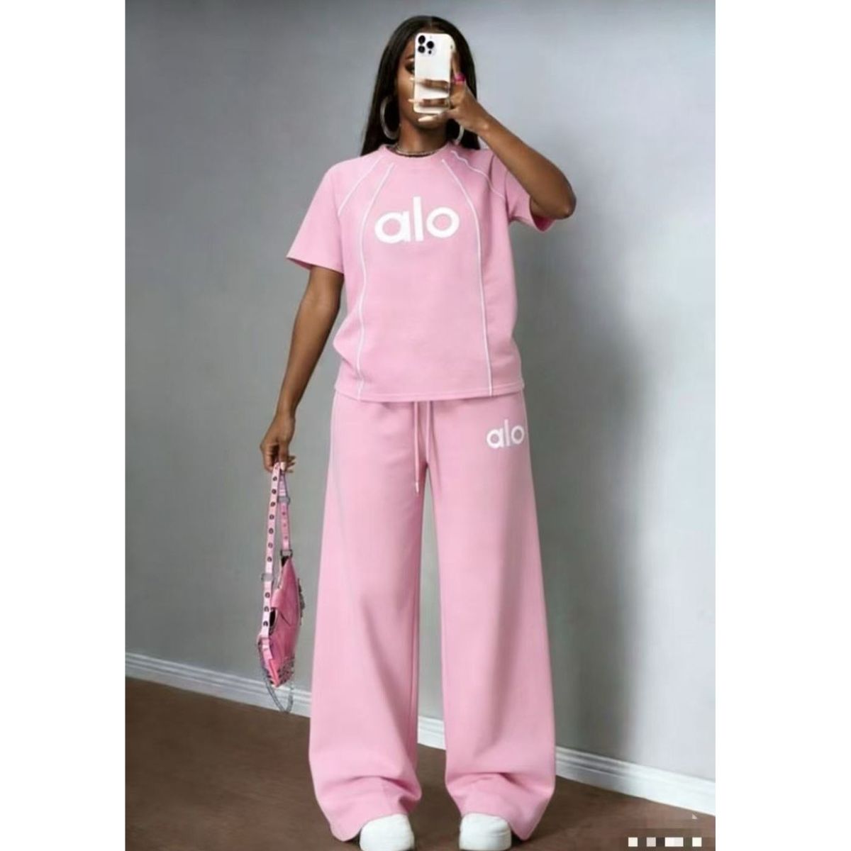 Ensemble femme décontracté t-shirt et pantalon large coton confortable
