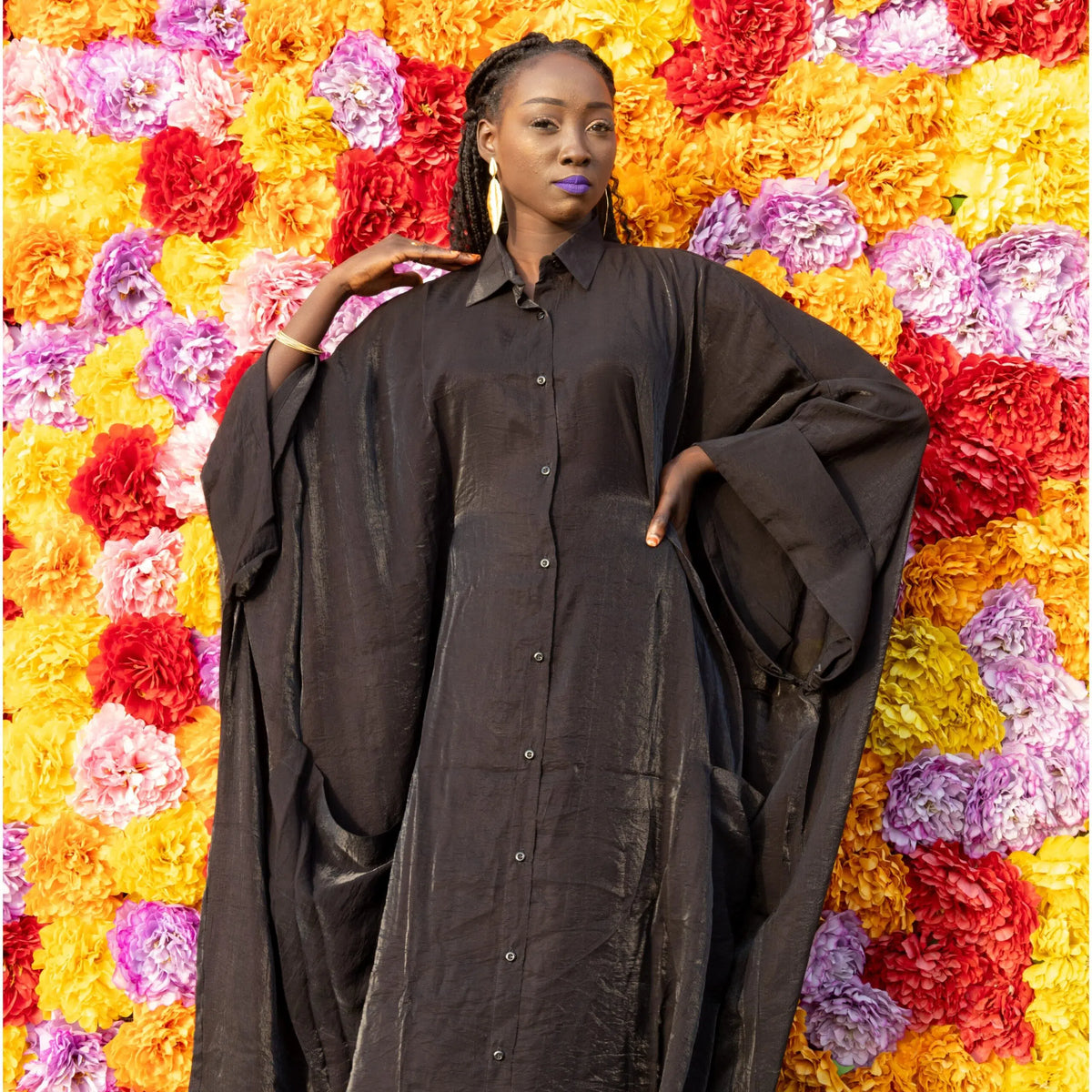Robe Chemise Longue Chocolat Luxe Flow Élegance Contemporaine