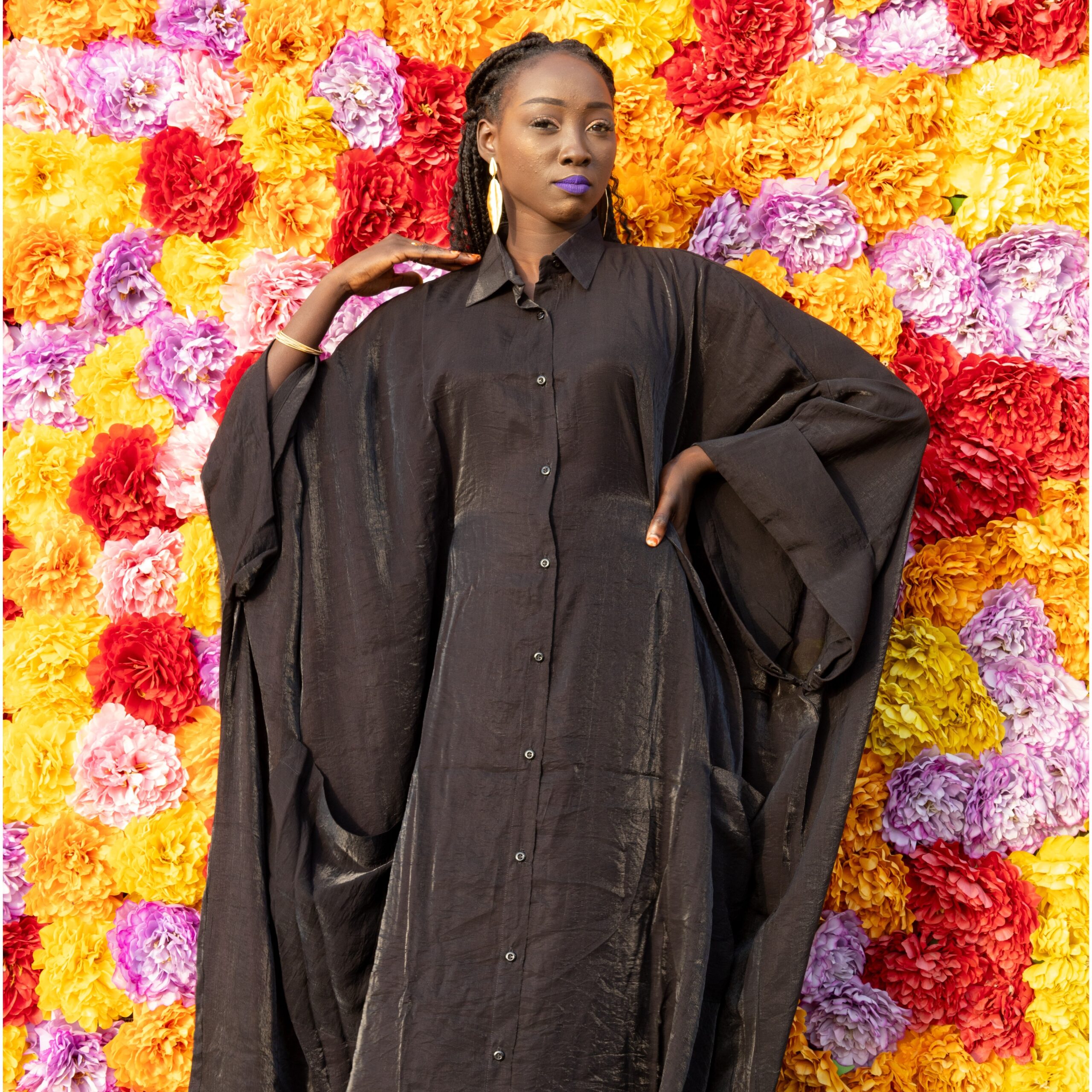 Robe Chemise Longue Chocolat Luxe Flow Élegance Contemporaine