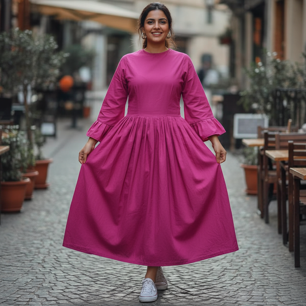 Robe Femme Coton Fuchsia - Élégance et Confort