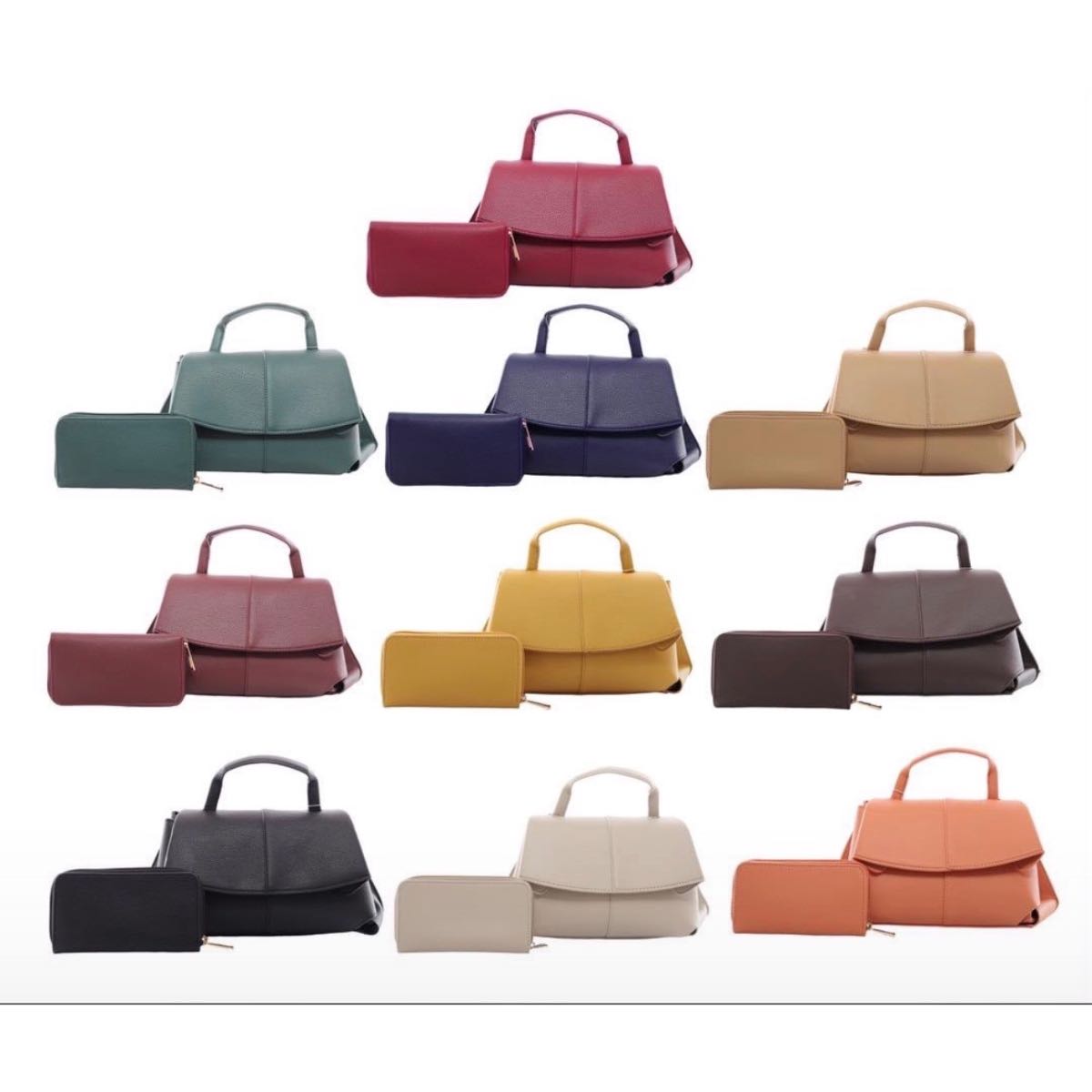 Sac avec pochette assortie femme, élégant simili cuir, couleurs tendance