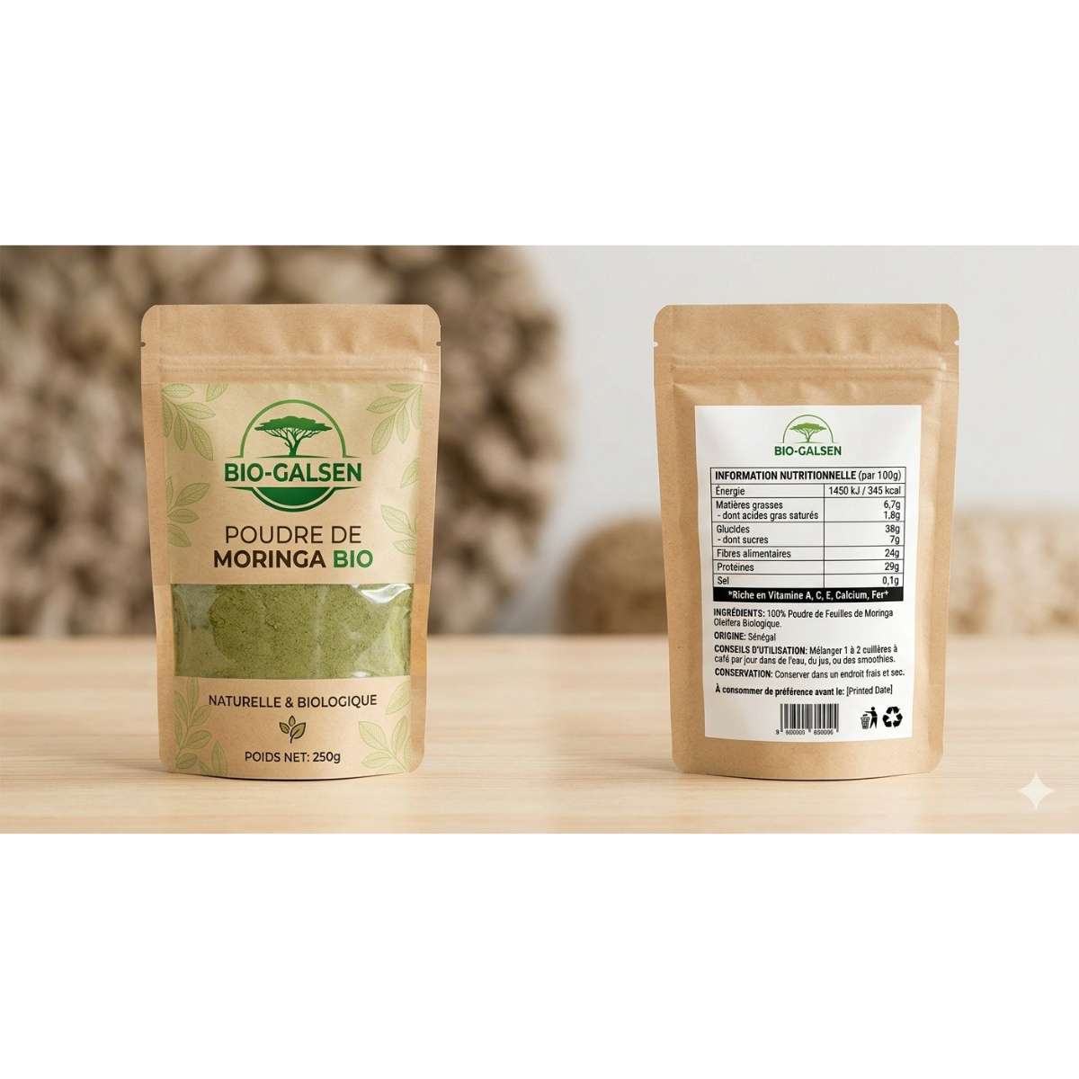 Feuilles de moringa bio séchées – Super-aliment infusion detox premium