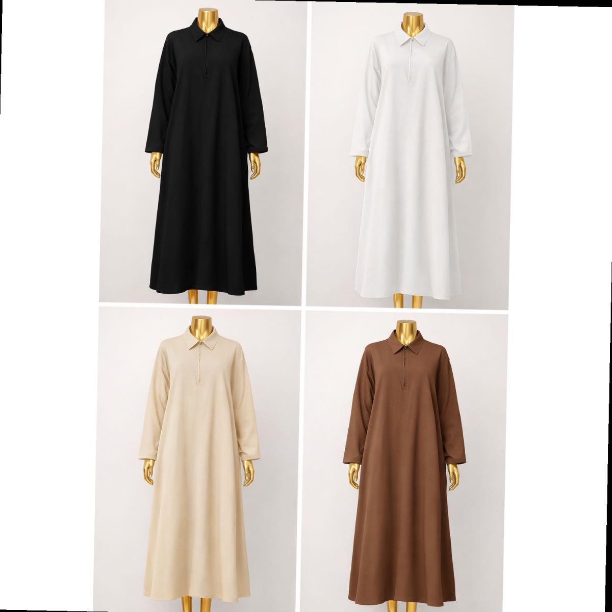 Robe longue femme élégante fuchsia ou rose, col à revers, ample et confortable