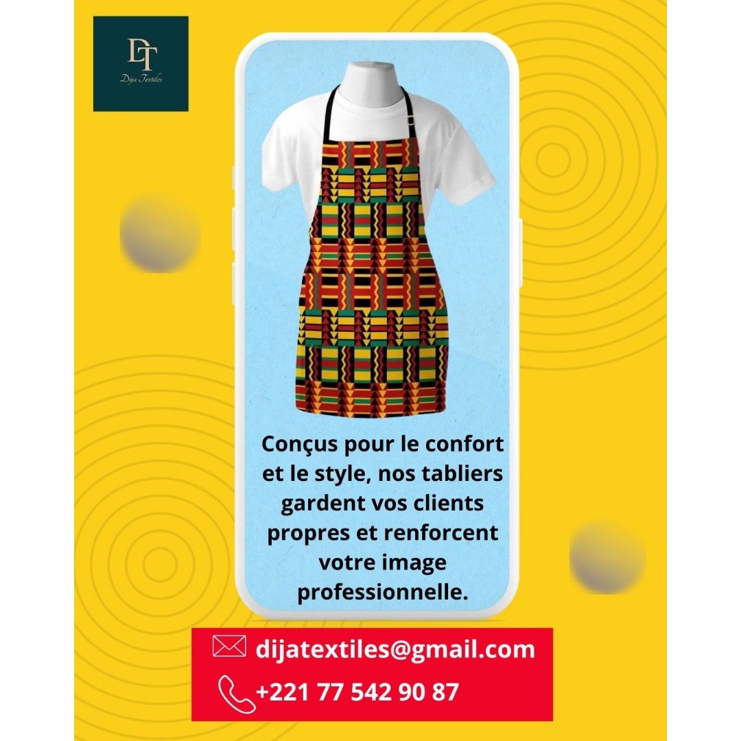Tablier cuisine en coton original et wax avec motifs africains colorés