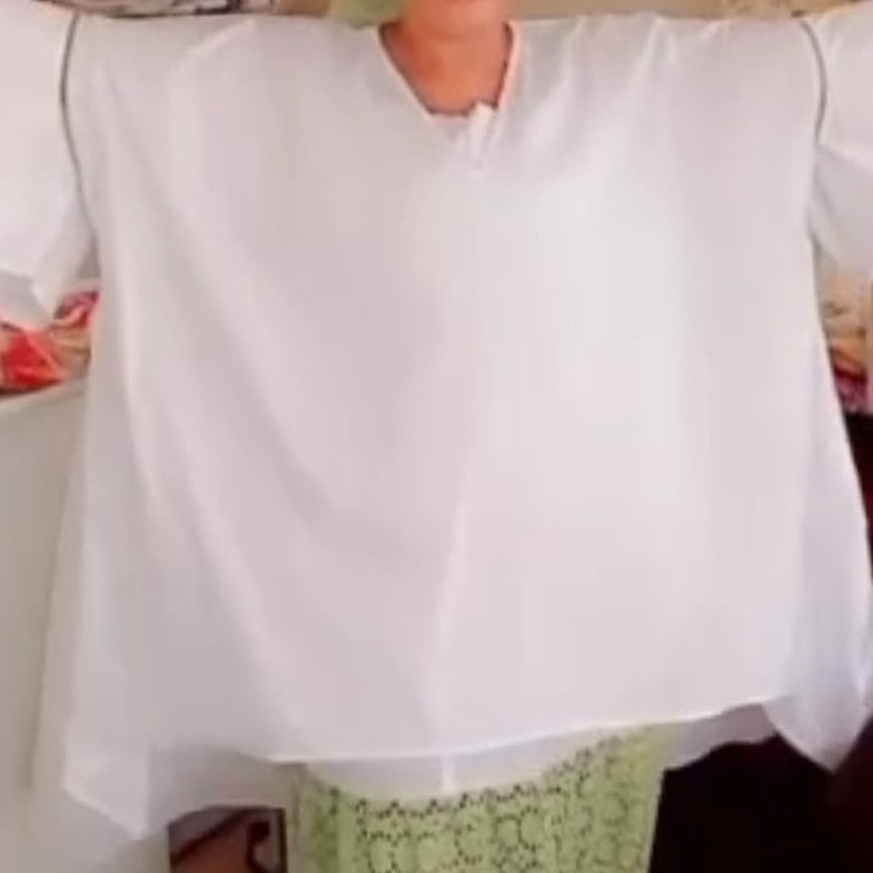 Demi boubou femme blanc vert ample en coton