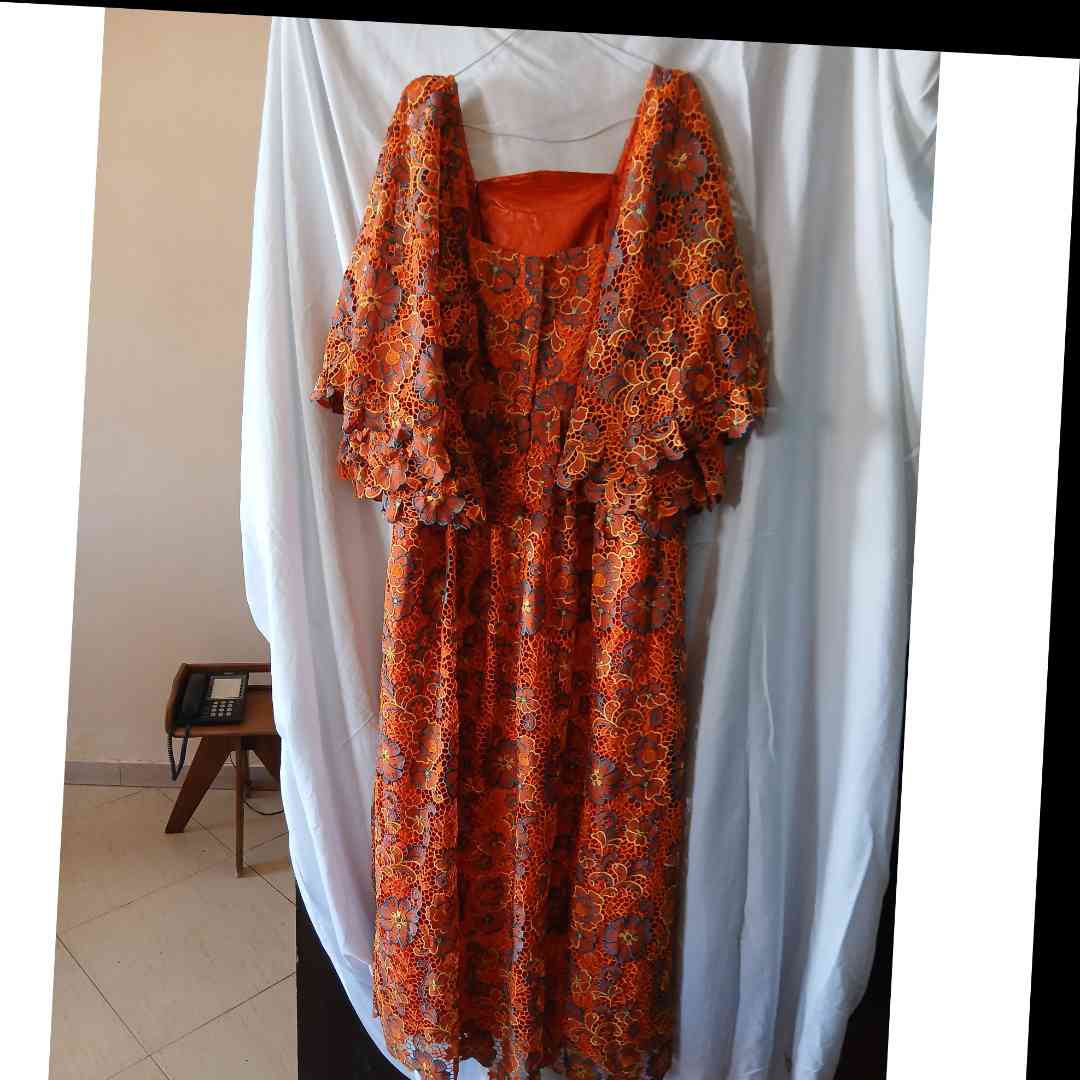 Robe guipure orange longue