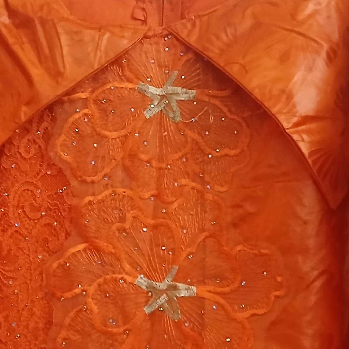 Robe geztner dentelle orange longue élégante, cérémonie et soirée femme