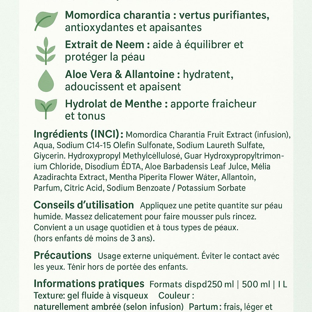 Gel douche naturel Momordica, Aloe &amp; Neem