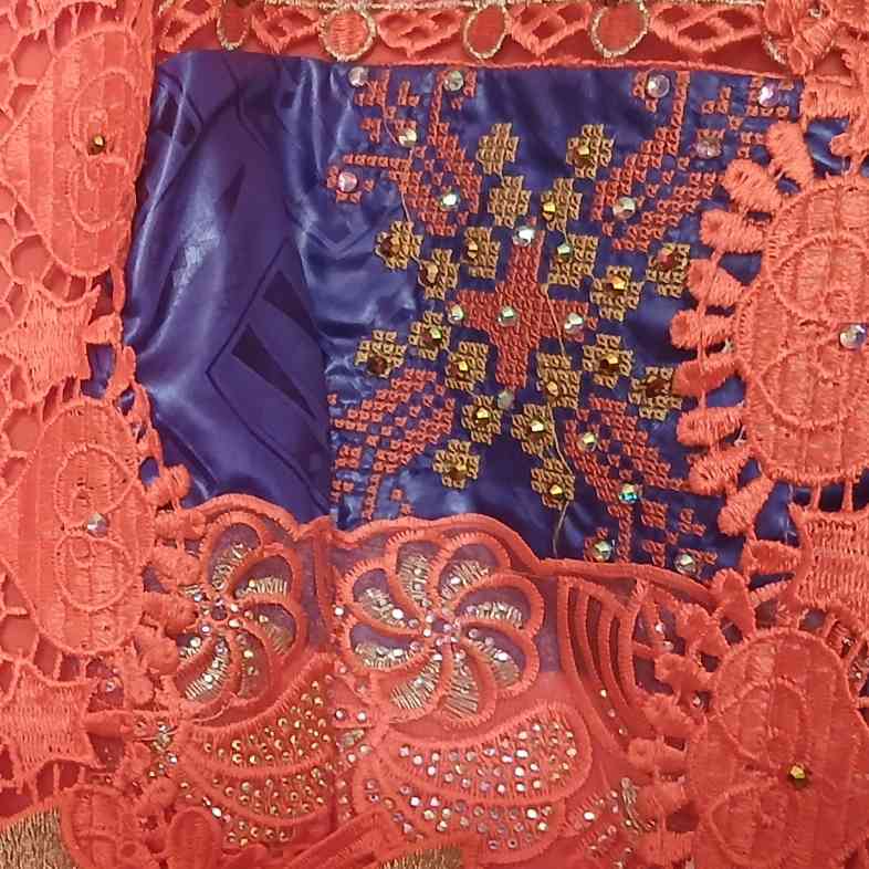 Robe orange bleu brodée femme Geztner élégante cérémonie mariage