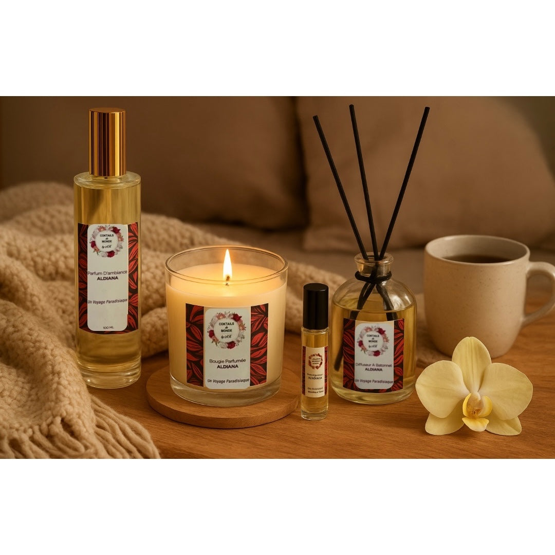 Bougie parfumée maison ALDIANA senteur florale élégante et ambiance apaisante