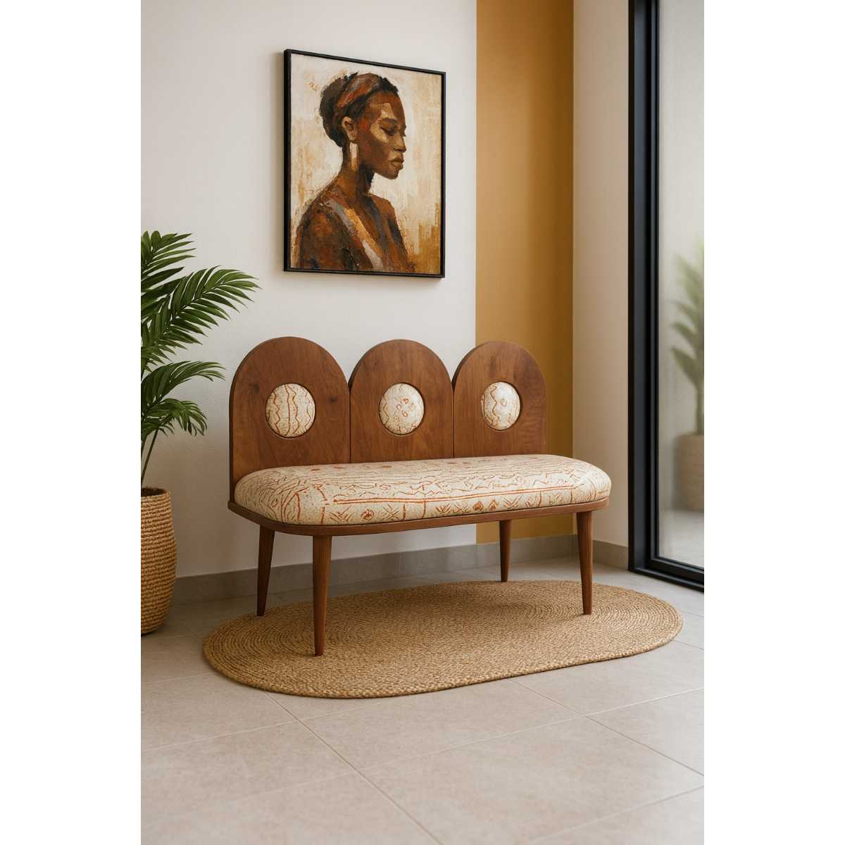 Banquette KAYAR - design bois massif DIMB  70x100 cm – assise rétro chic