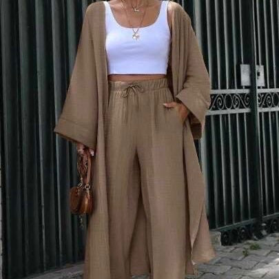 Kimono Bohème femme marron ample à motifs