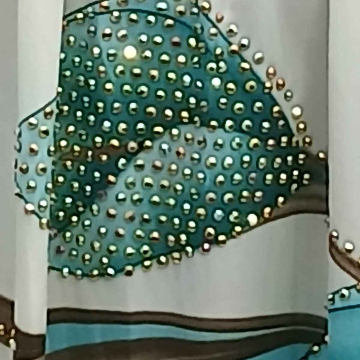 Robe Femme en Soie Perlée - Élégance Florale Turquoise et Crème