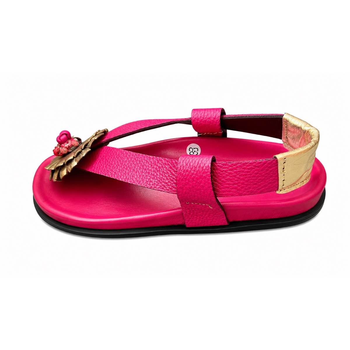 Chaussures femme cuir Padame – sandales à talon rose fuchsia élégantes