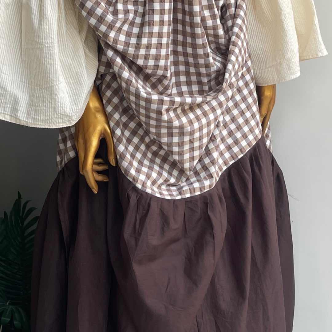 Robe de plage en coton longue femme marron beige