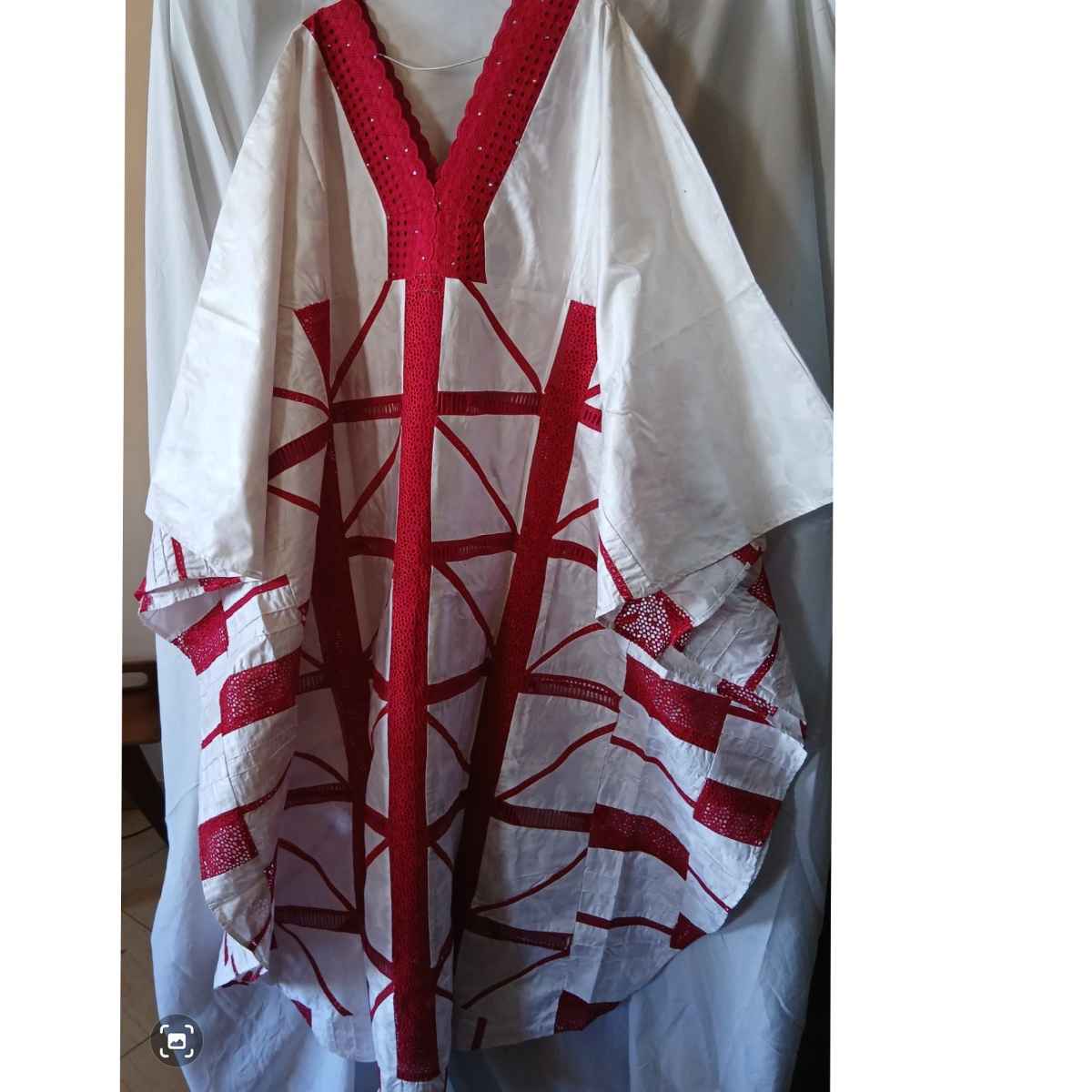 Boubou femme blanc rouge