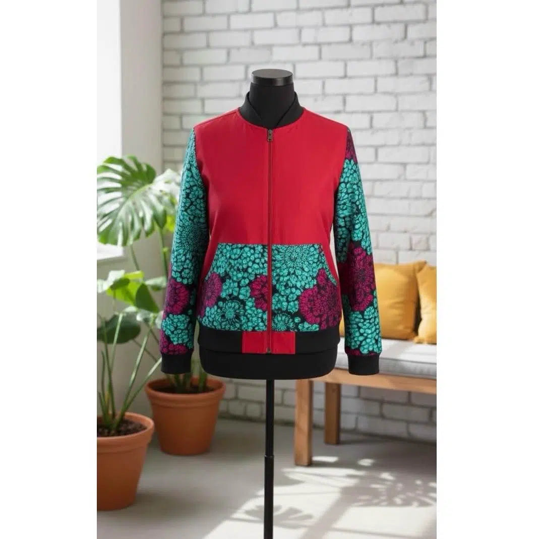 Pull wax femme original avec zip, motif floral, coton et denim