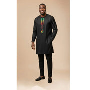Ensemble traditionnel homme africain noir brodé