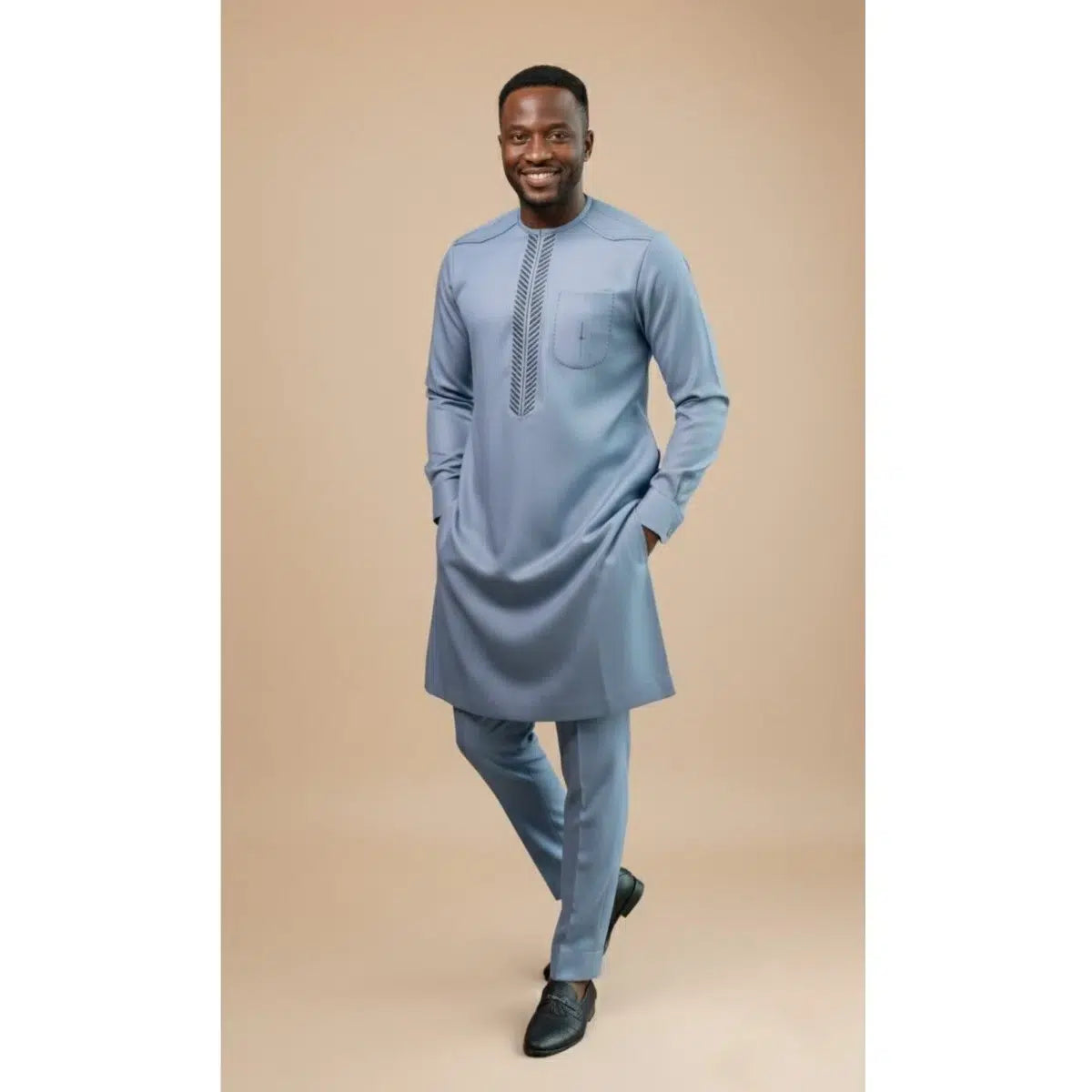 Ensemble homme élégant bleu ciel – Tenue traditionnelle et costume cérémonie